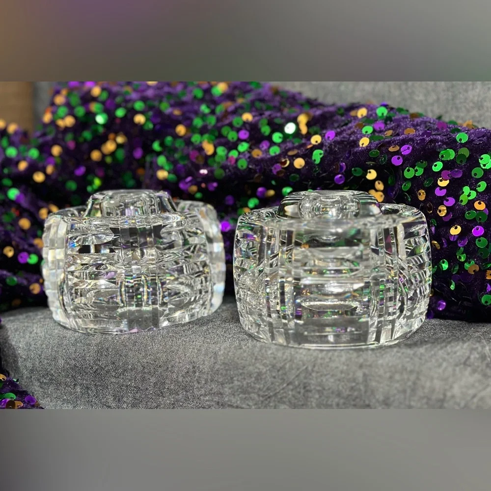 A pair of Waterford Crystal candle votives / holders